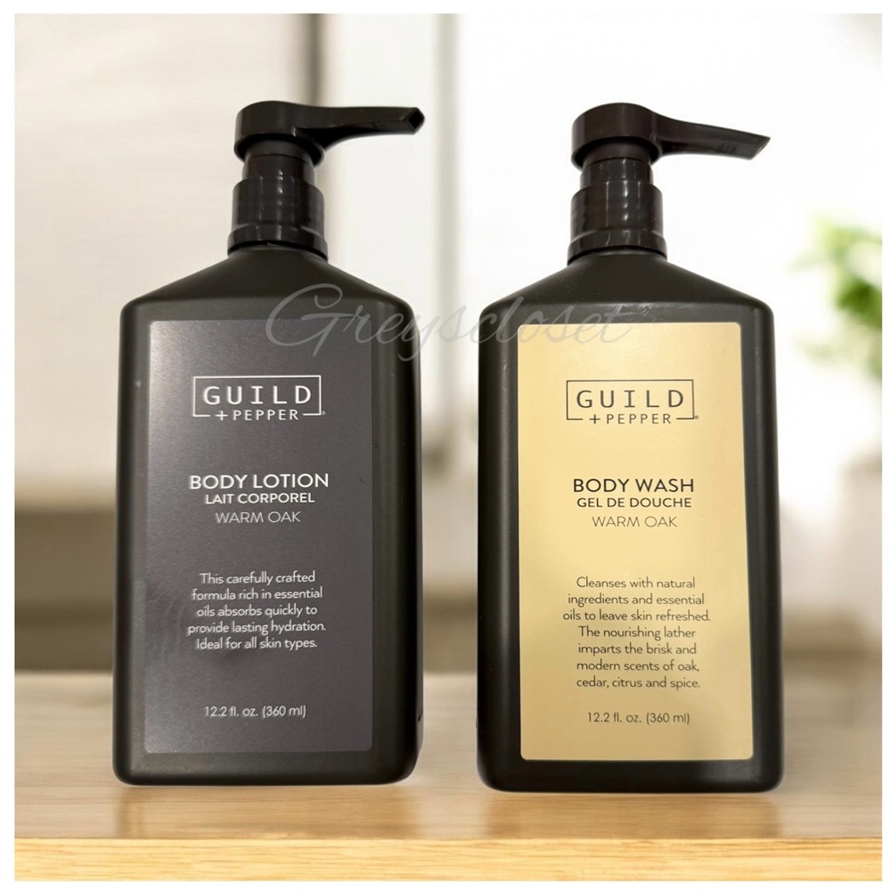 GUILD + PEPPER WARM OAK LUXURY BODY DUO | Body Wash & Body Lotion | 12.2 oz